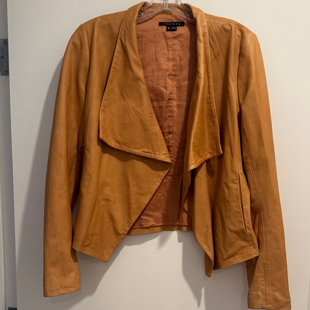 Theory Tan Drape-Front Blazer